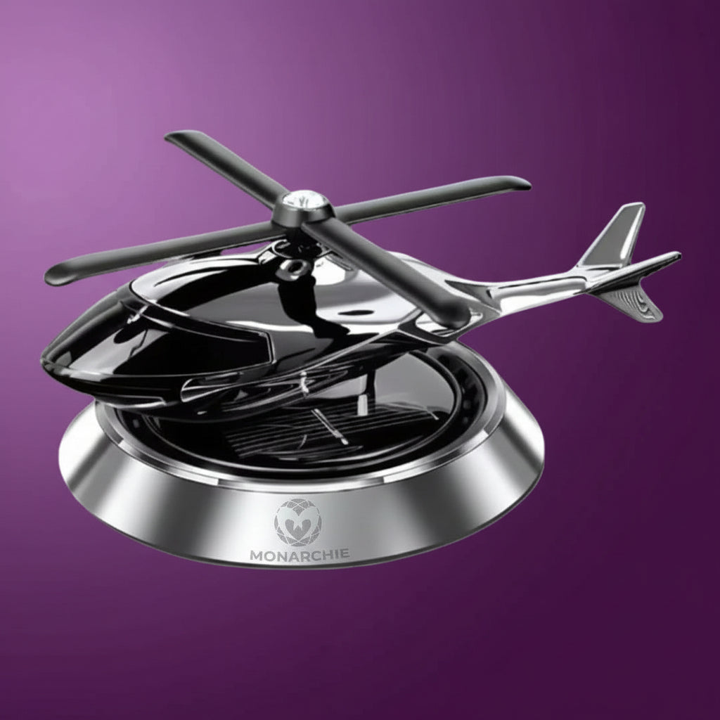 Solar-Powered Helicopter Car Air Freshener with Aroma Diffuser (Silver)