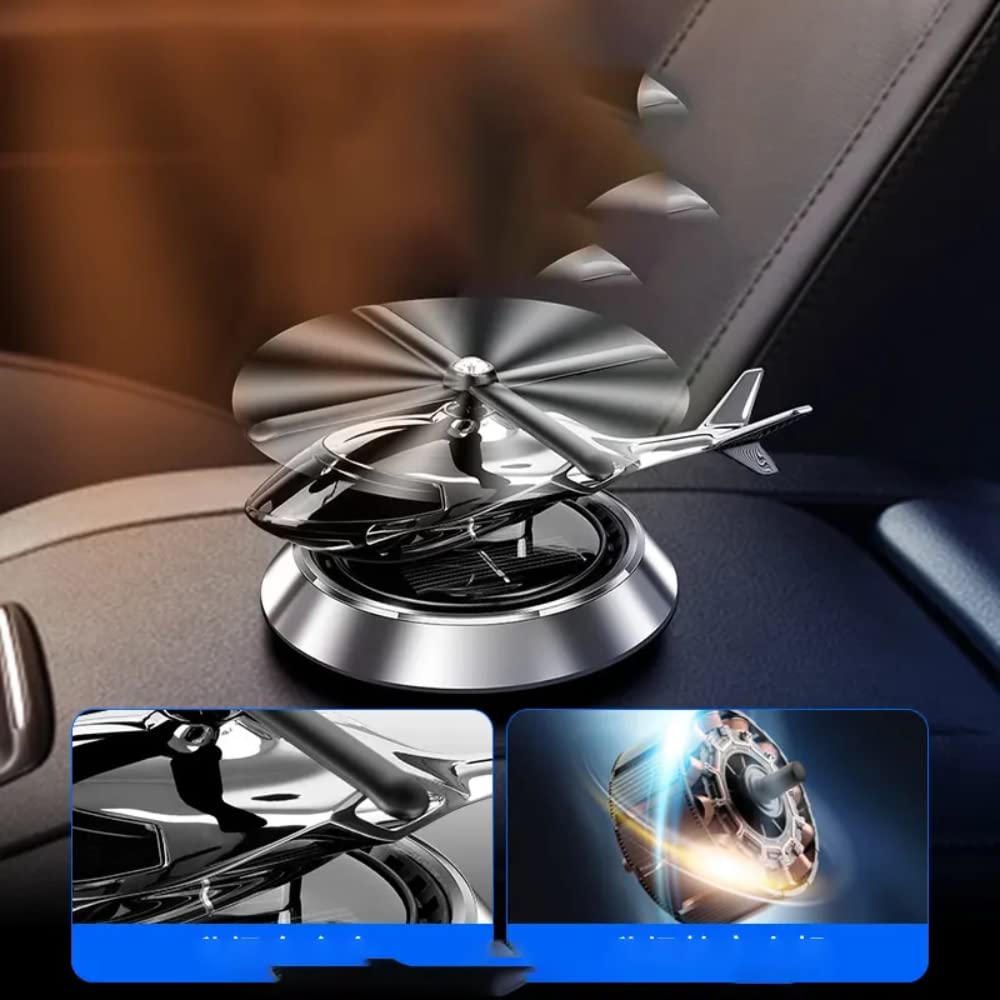 Solar-Powered Helicopter Car Air Freshener with Aroma Diffuser (Silver)