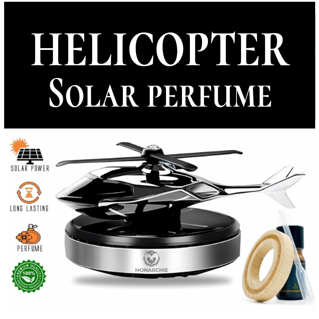 Solar-Powered Helicopter Car Air Freshener with Aroma Diffuser (Silver)