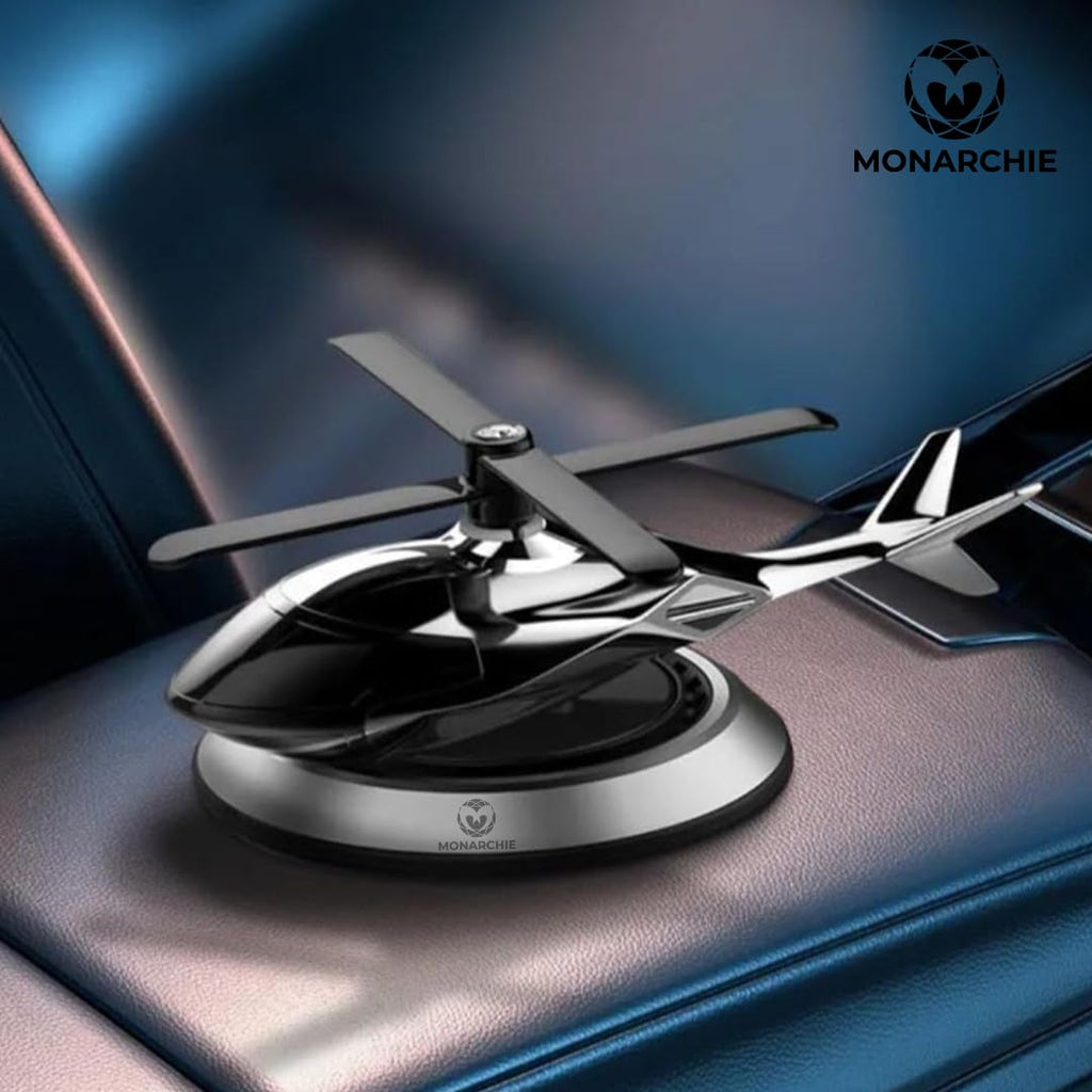 Solar-Powered Helicopter Car Air Freshener with Aroma Diffuser (Silver)