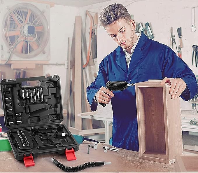 47 in 1 Electric Screwdriver and Bit Set – Easy-to-Use Tool for Home Repairs, Assembly, and DIY Projects Max Torque Electric Rotatable with Case LED Light Drill Screwdriver Multi-Angle