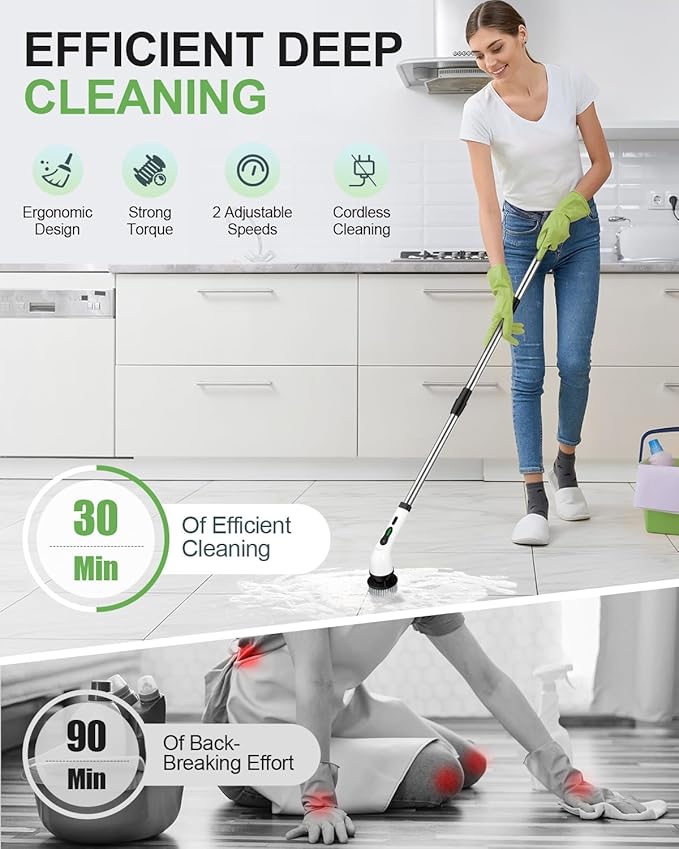 9 in 1 Cordless Electric Spin Scrubber Cleaning Brush Scrubber for Cleaning Electric Mop | Floor Cleaning Bathroom Cleang Machine (Multi)
