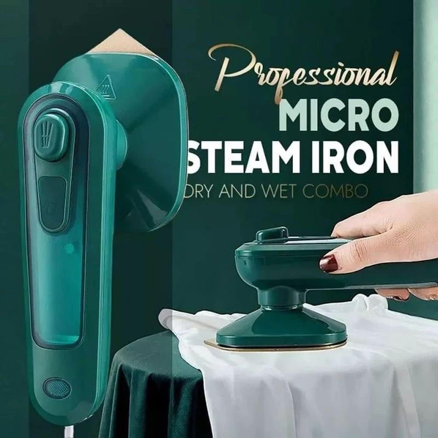 Professional Micro Steam Iron – Portable Handheld Garment Steamer for Home & Travel | Fast Heat-Up, Stainless Steel Soleplate, Lightweight Wrinkle Remover