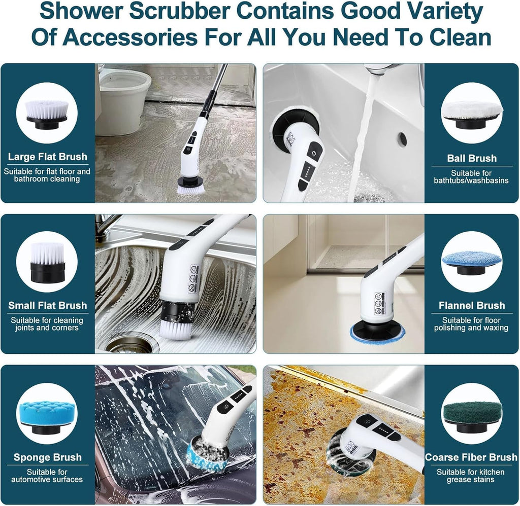 9 in 1 Cordless Electric Spin Scrubber Cleaning Brush Scrubber for Cleaning Electric Mop | Floor Cleaning Bathroom Cleang Machine (Multi)