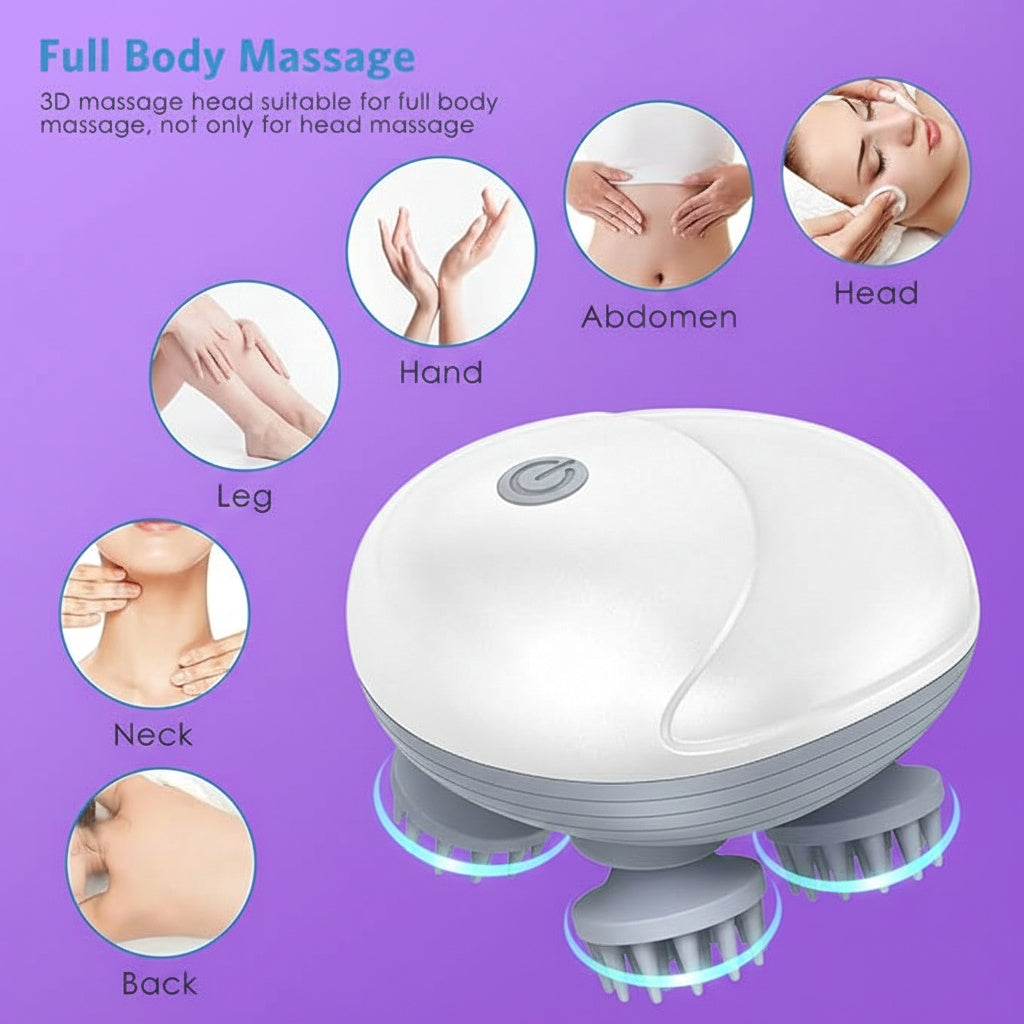 Electric Head Massager with 96-Node Kneading for Stress Relief